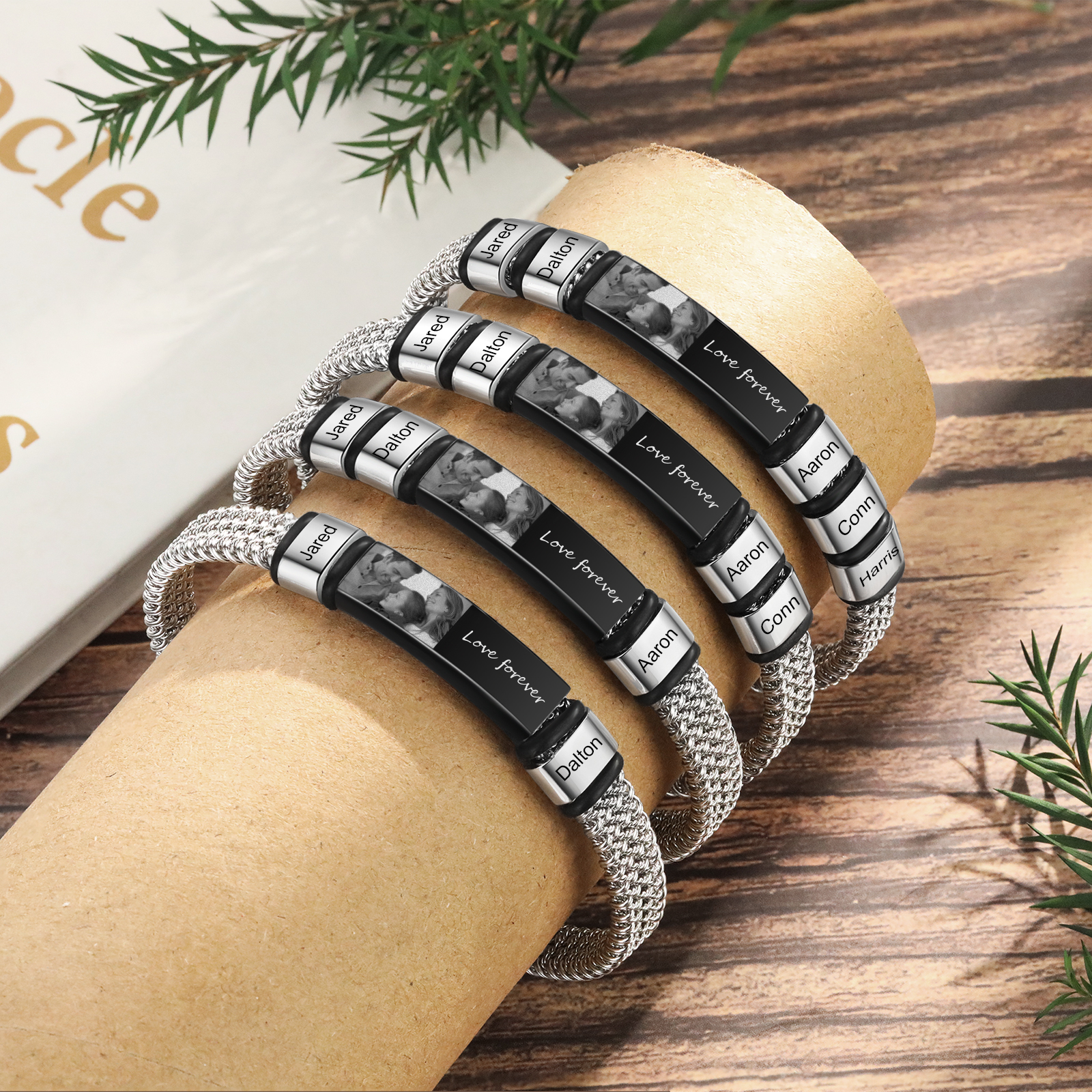 4 Names Personalised Men Adjustable Bracelet – Father's Day Gift | Jessemade
