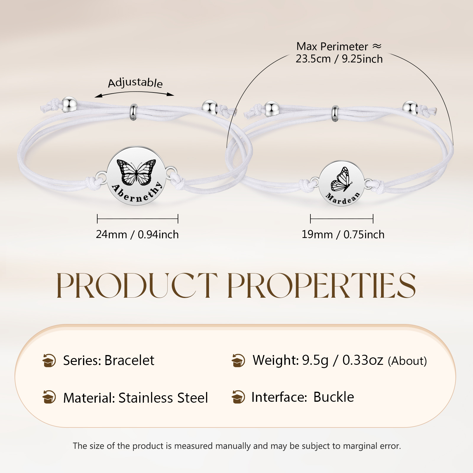 2 Pcs Bracelet Set Custom Names Butterfly Bracelets Back To School Gift for Daughter Granddaughter-Jessemade AU