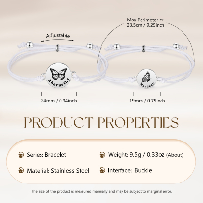 2 Pcs Bracelet Set Custom Names Butterfly Bracelets Back To School Gift for Daughter Granddaughter-Jessemade AU