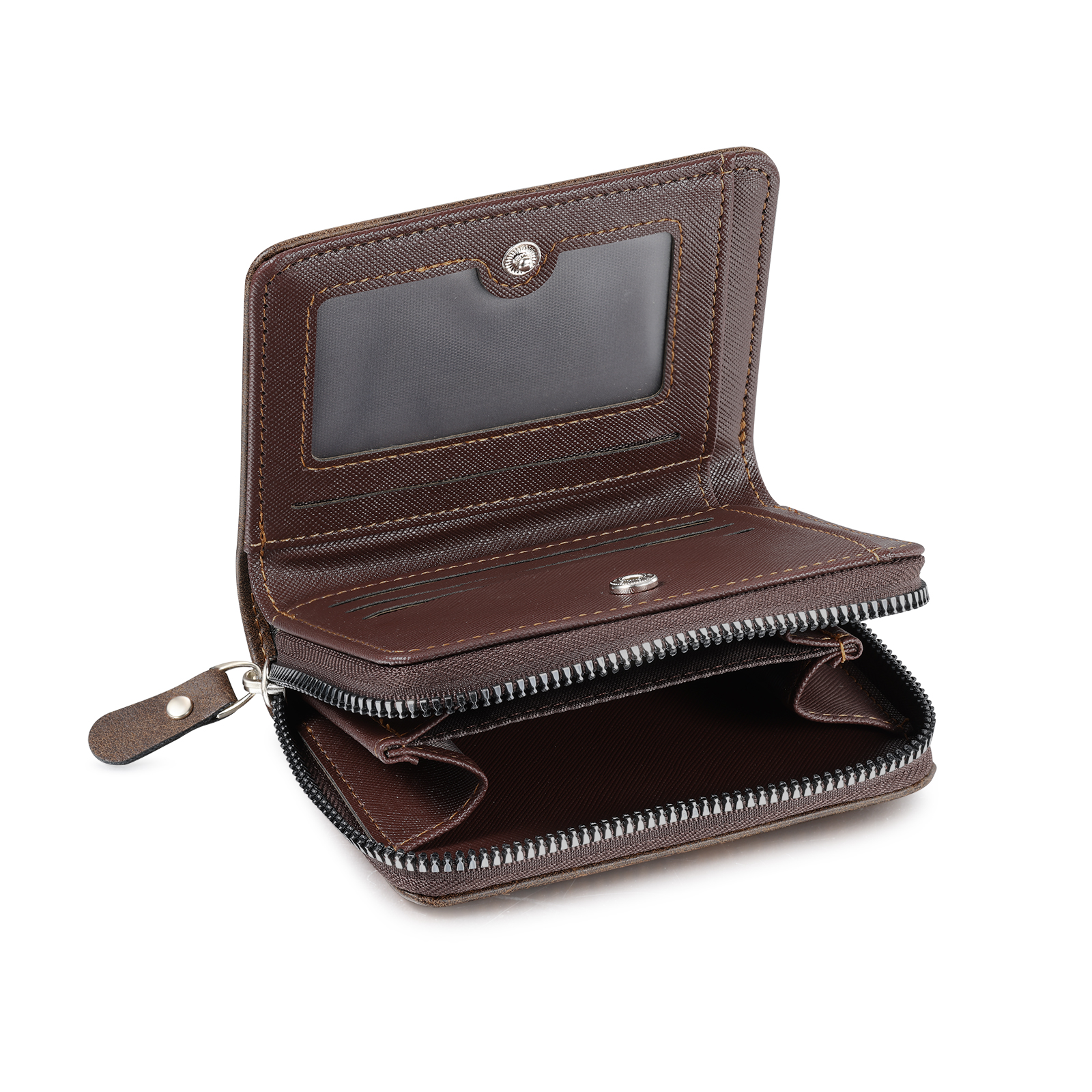 Personalised vintage men's wallet, zipped – photo engraved with name and initials