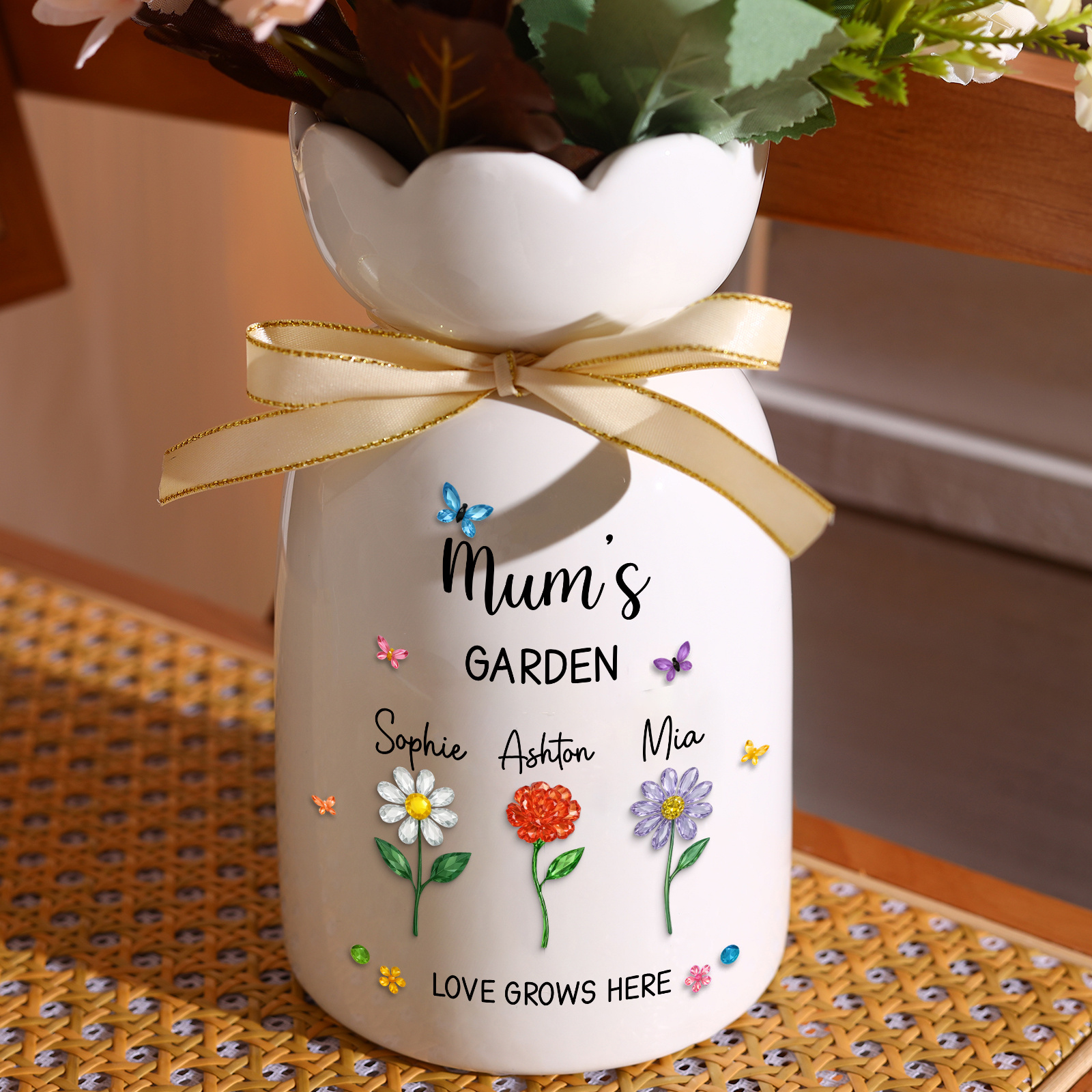 Personalised Mum’s Garden Floral Ceramic Vase