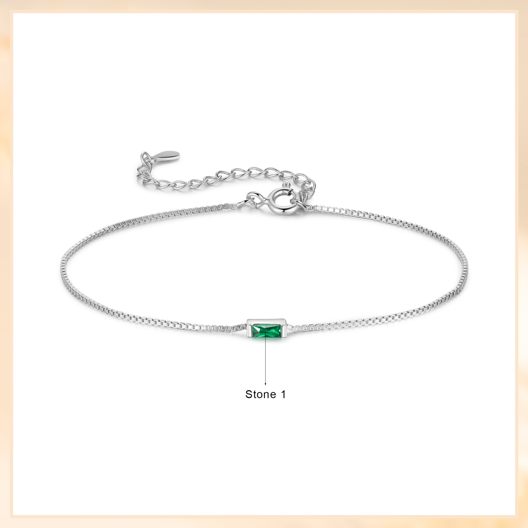 S925 SilverCustom 1 Birthstone Bracelet Gold Adjustable Bracelet Personalised Birthday Gift for Her