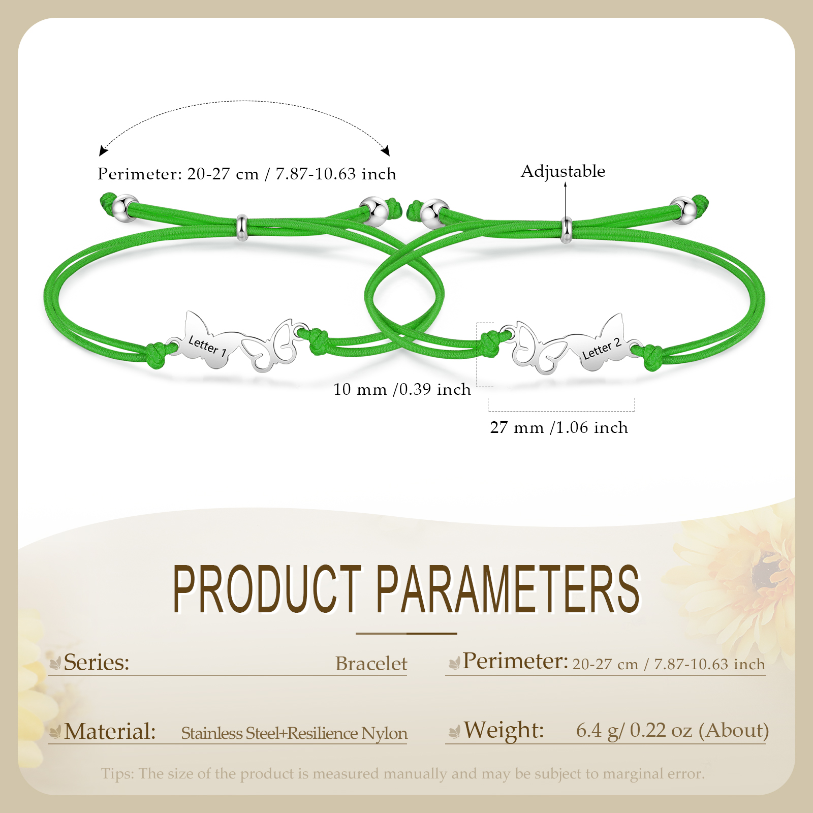 2 Pcs Bracelet Set Custom Letters Butterfly Bracelets Back To School Gift for Girls Kids-Jessemade AU