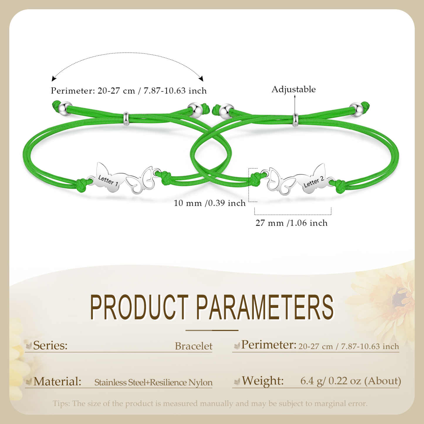 2 Pcs Bracelet Set Custom Letters Butterfly Bracelets Back To School Gift for Girls Kids-Jessemade AU