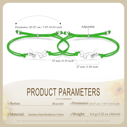 2 Pcs Bracelet Set Custom Letters Butterfly Bracelets Back To School Gift for Girls Kids-Jessemade AU