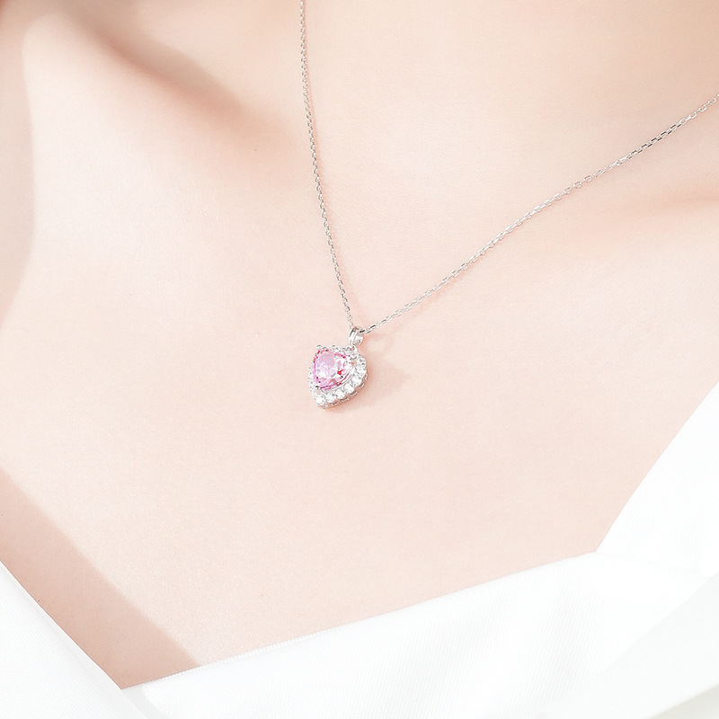 Personalized 925 Silver Heart Pendant Custom Birthstone Necklace Birthday Gifts For Her-Jessemade AU