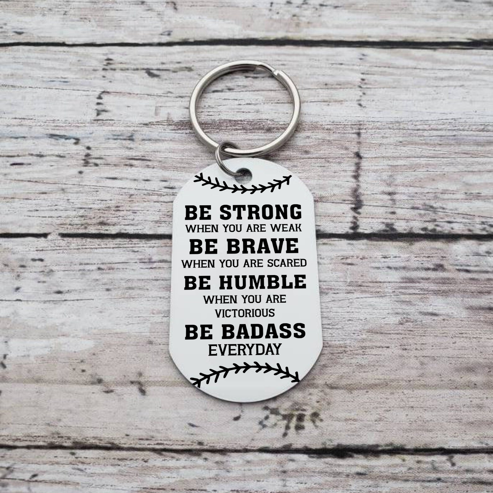 Personalised Photo Keychain Custom Basketball Keychain Gift for Kids - Be Strong, Be Brave, Be Humble, Be Badass Everyday-Jessemade AU
