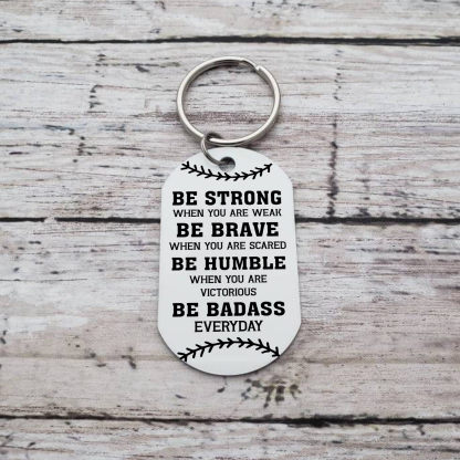 Personalised Photo Keychain Custom Basketball Keychain Gift for Kids - Be Strong, Be Brave, Be Humble, Be Badass Everyday-Jessemade AU