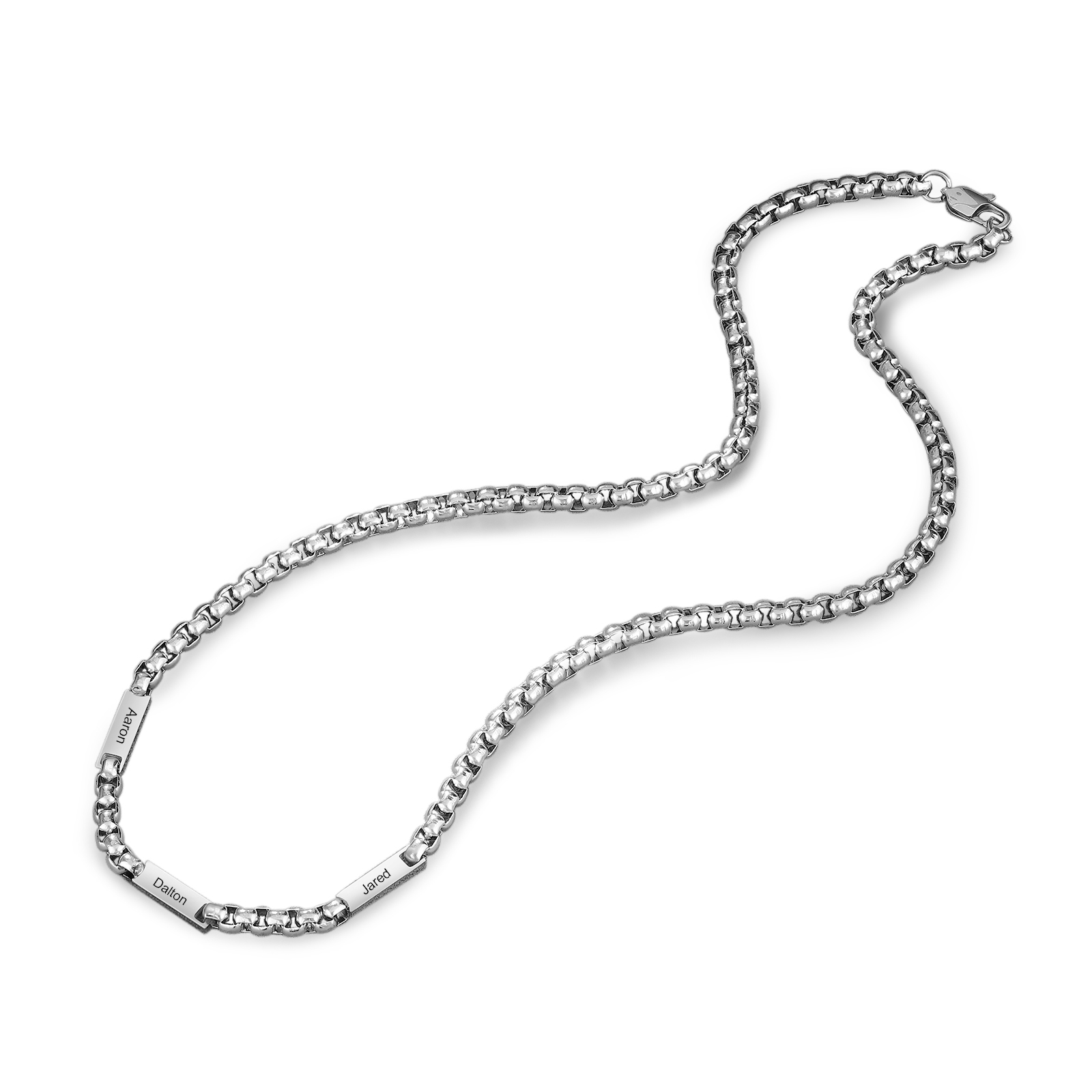 Personalized 3 Names Cuban Link Chain Necklace Stainless Steel Men Necklace