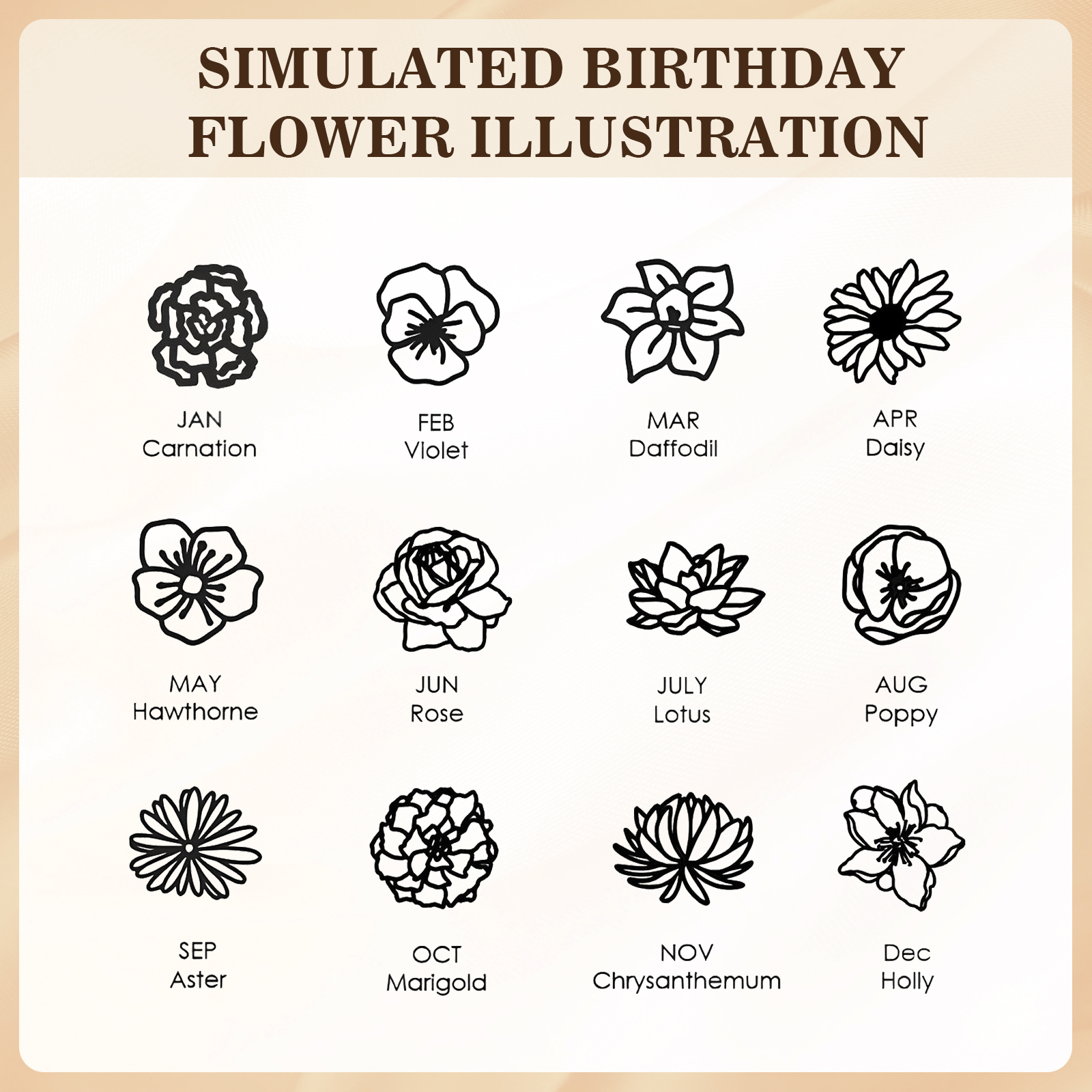 Personalised 4 Birthday Flowers Necklace Gold Custom Pendant Necklace Birthday Gift for Her-Jessemade AU