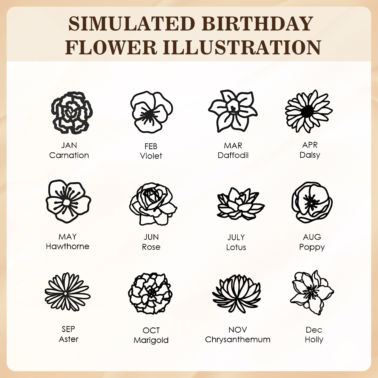 Personalised 4 Birthday Flowers Necklace Gold Custom Pendant Necklace Birthday Gift for Her-Jessemade AU