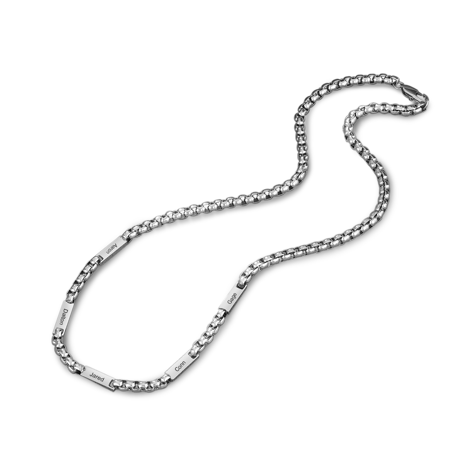 Personalized 5 Names Cuban Link Chain Necklace Stainless Steel Men Necklace