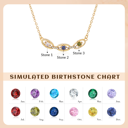 Personalised 2-5 Birthstones Gold Chain Necklace for Women