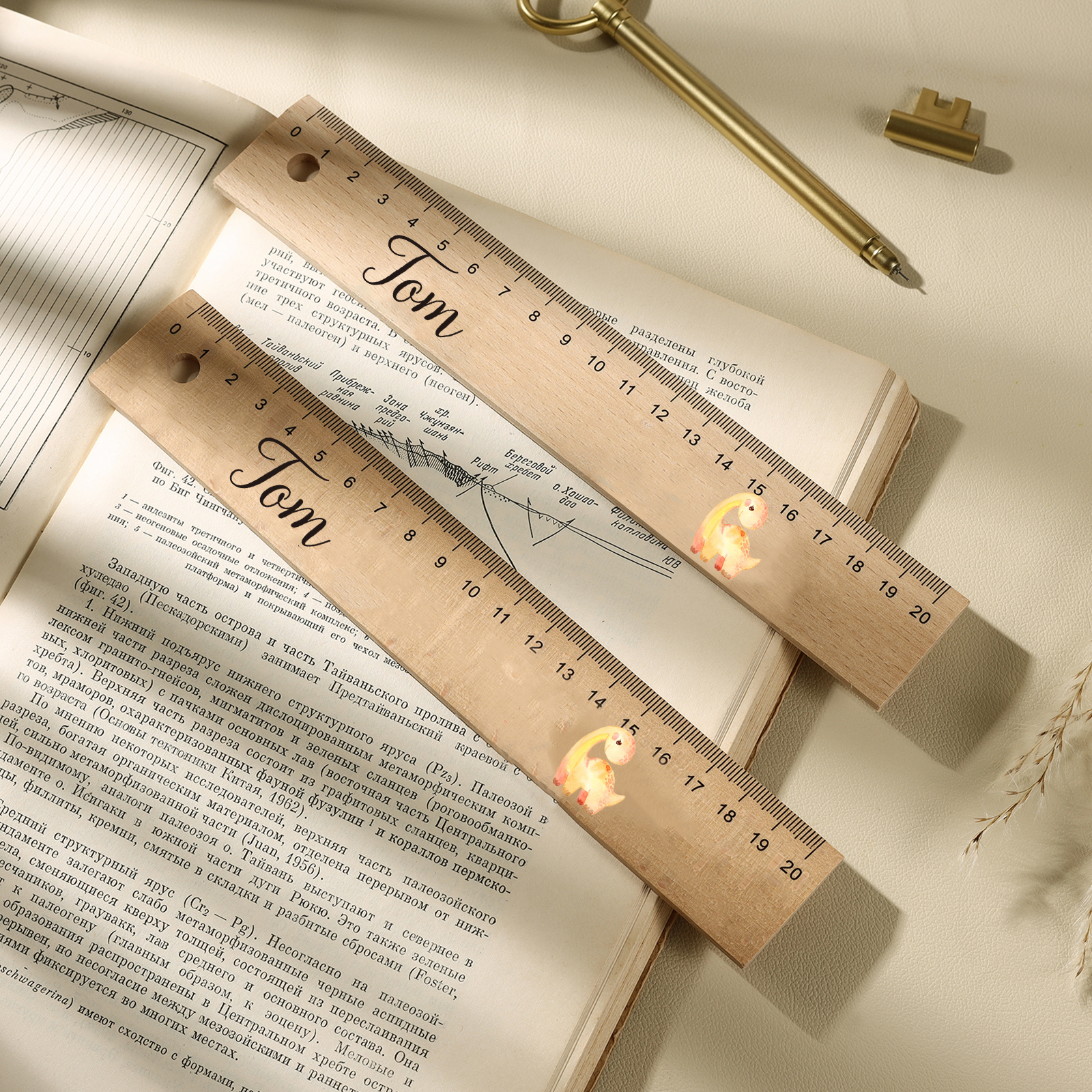 Custom 1 Name Ruler Wooden Dinosaur Ruler Back To School Gift for Boys Girls-Jessemade AU