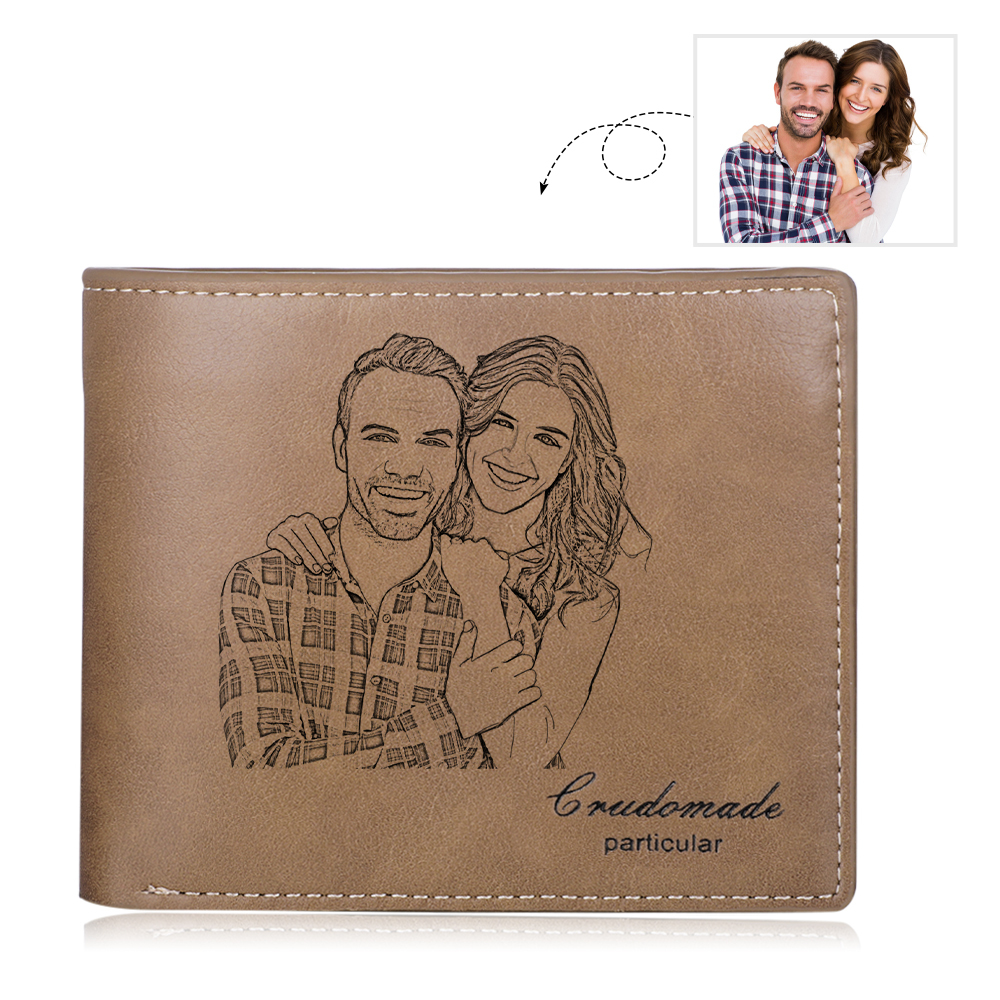 Personalised Men's Wallet Custom Photo & Text Brown Billfold Wallet Gift for Grandpa