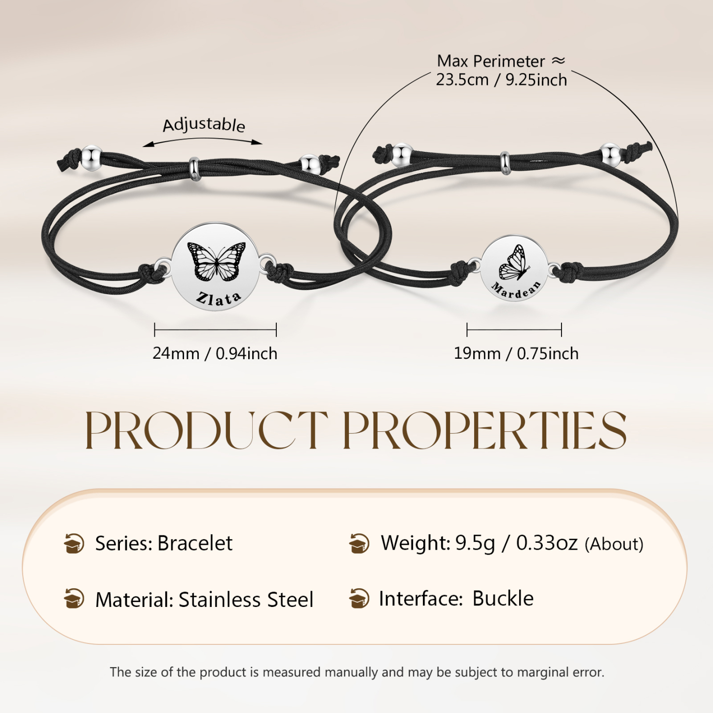 2 Pcs Bracelet Set Custom Names Butterfly Bracelets Back To School Gift for Daughter Granddaughter-Jessemade AU