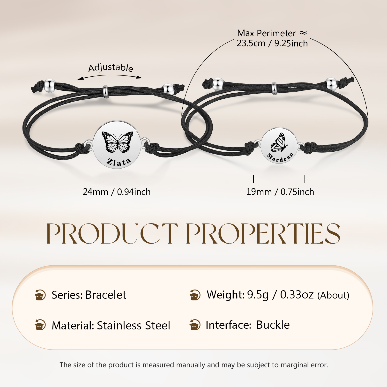 2 Pcs Bracelet Set Custom Names Butterfly Bracelets Back To School Gift for Daughter Granddaughter-Jessemade AU