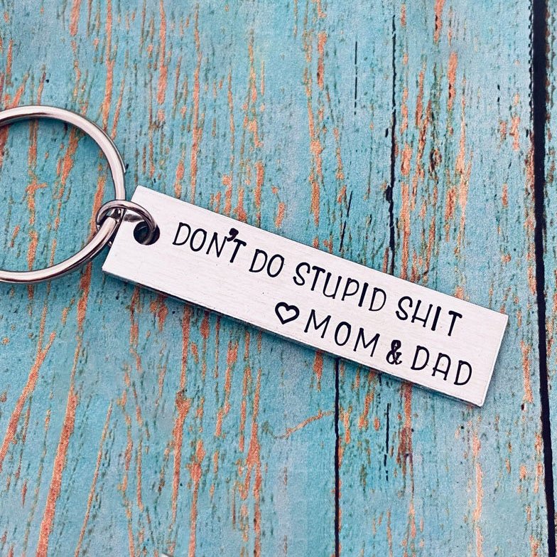 Don't Do Stupid Funny Keychain Surprise Gift Box Set for Son and Daughter-Jessemade AU