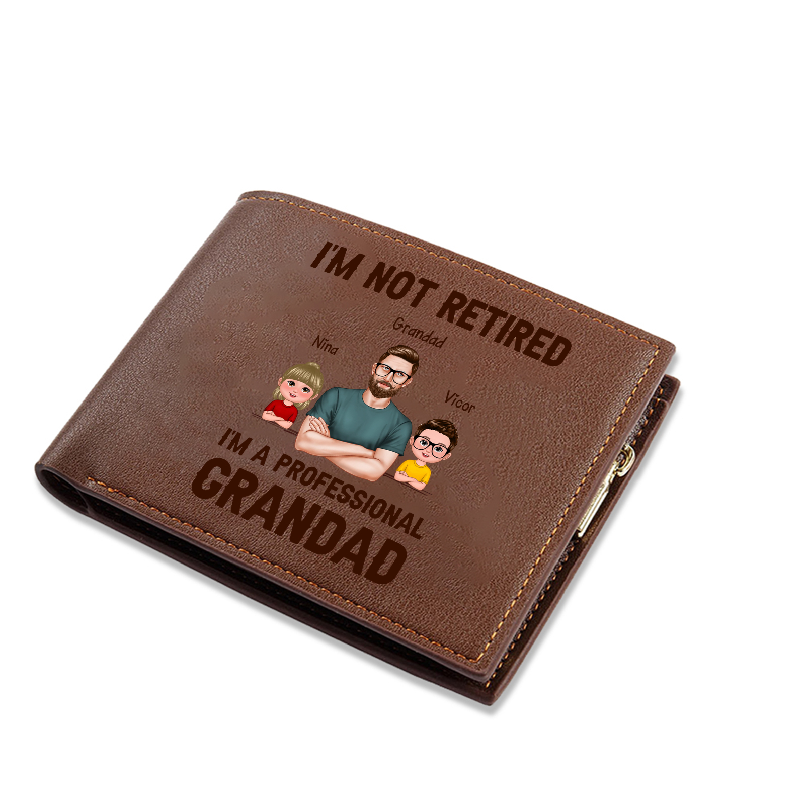 Personalised PU leather wallet, "I'm a professional grandad"