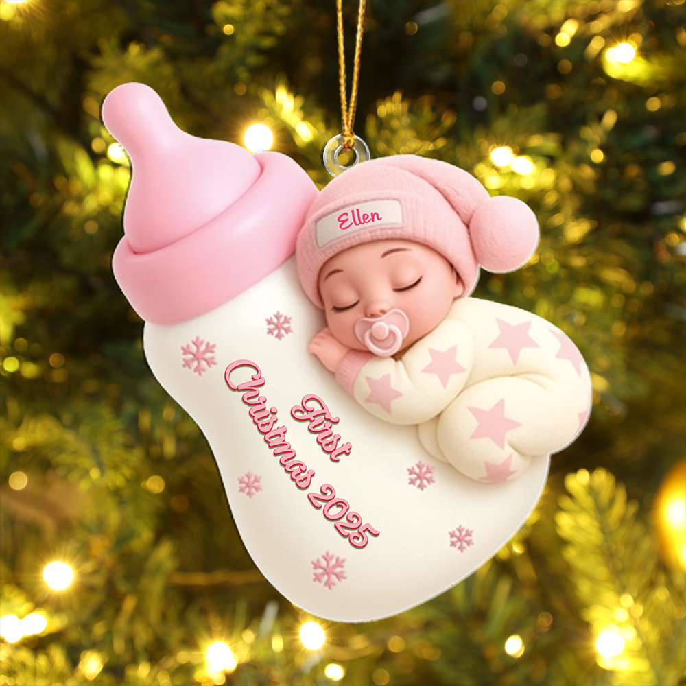 Christmas Tree Decoration Sleeping Baby with Bottle, Baby’s First Christmas Gift