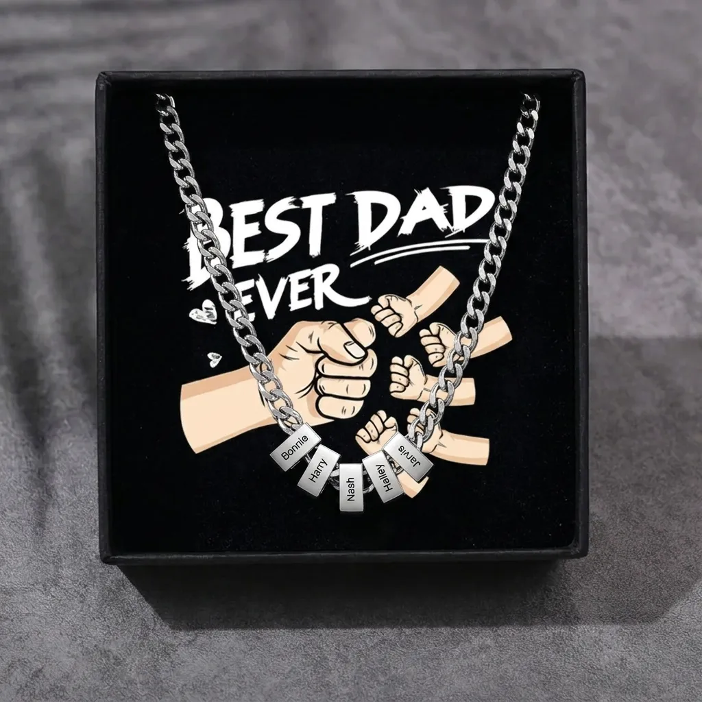 Personalised Cuban Link Chain Necklace for Men with 1 to 6 Names