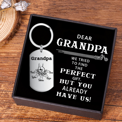 Personalised Fist Bump Keychain Custom 5 Names & 1 Text Keyring Gifts for Grandpa/Poppy-Jessemade AU