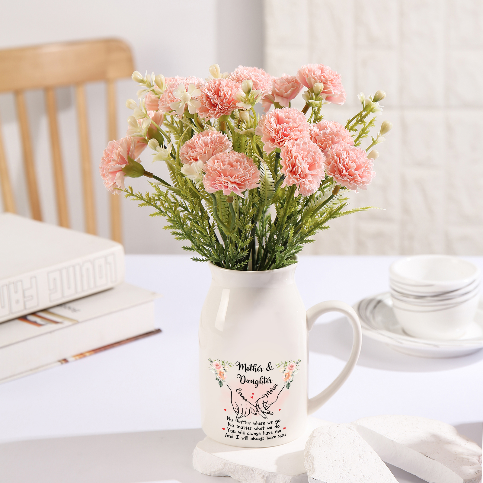 Personalised Mother & Daughter Jug – Ceramic Vase with Names and Quote for Mother’s Day | Jessemade