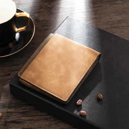 Leather Wallet with First Names and Drawings, Wallet for Grandad or Dad