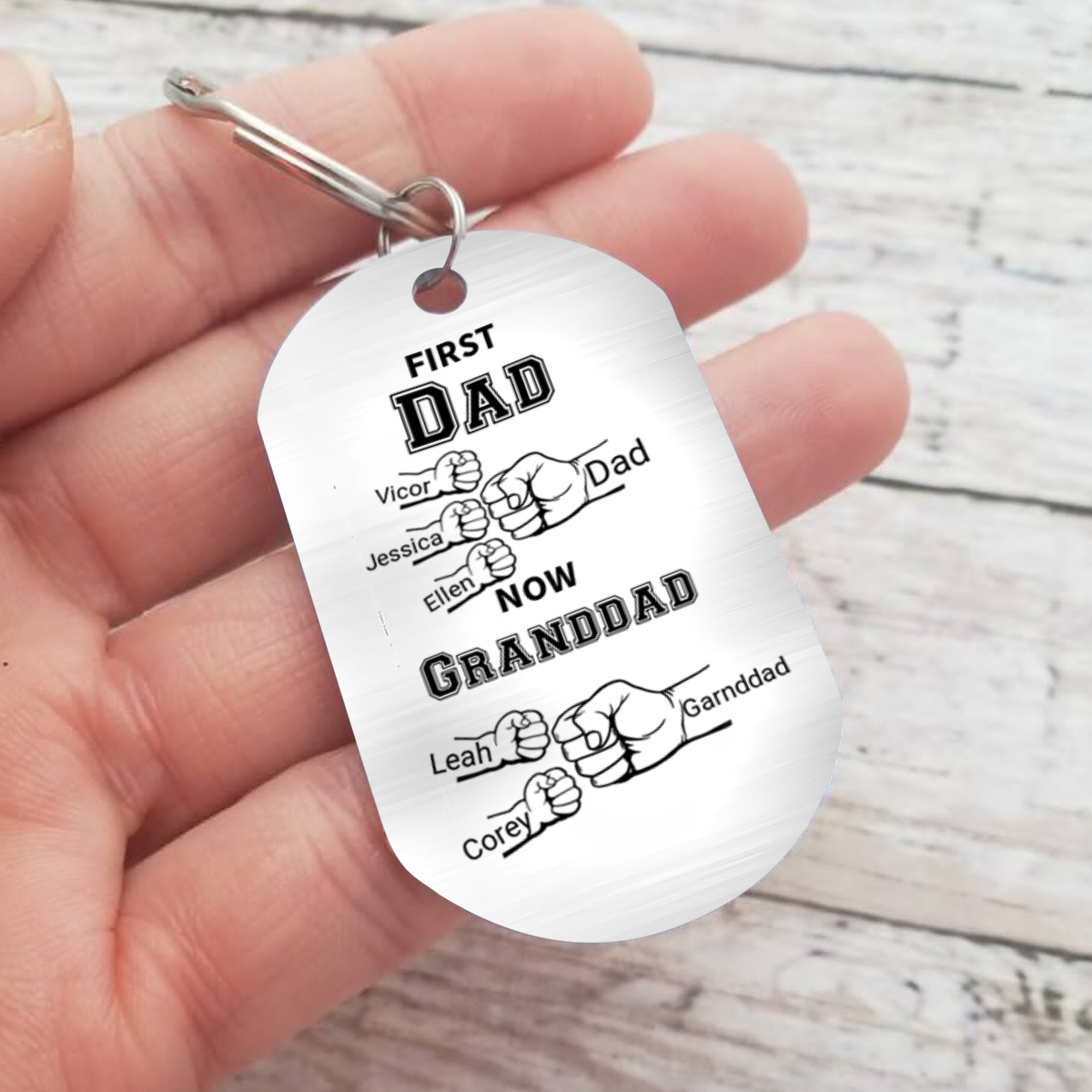 Personalised Keyring Father's Day Gift - First Dad, Now Granddad | Jessemade