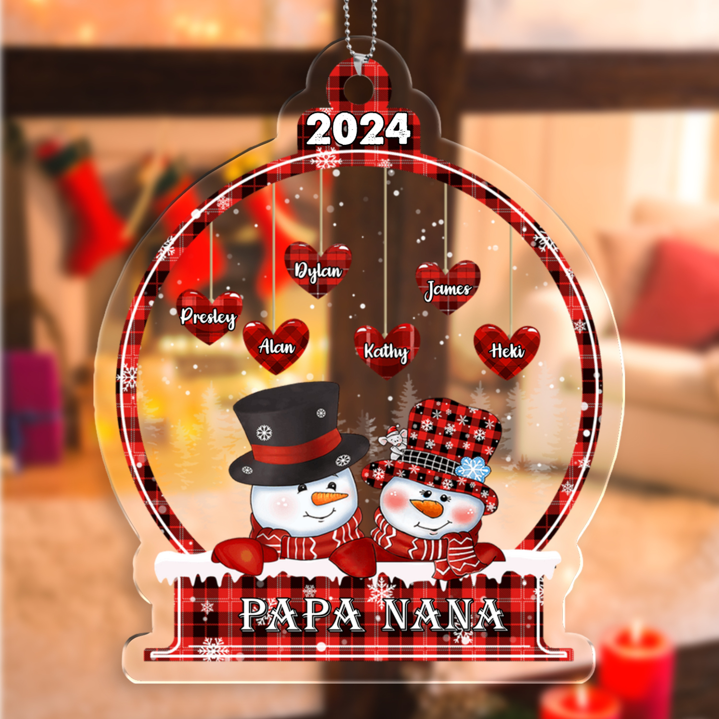 Personalised Christmas Snowman Ornament Custom 3-18 Names Christmas Ornament Gift for Family-Jessemade AU