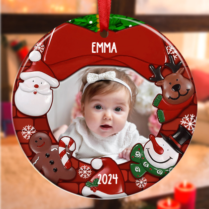 Acrylic Christmas Circle Ornaments Customised Photo & Name & Year Ornament Newborn Christmas Gifts-Jessemade AU