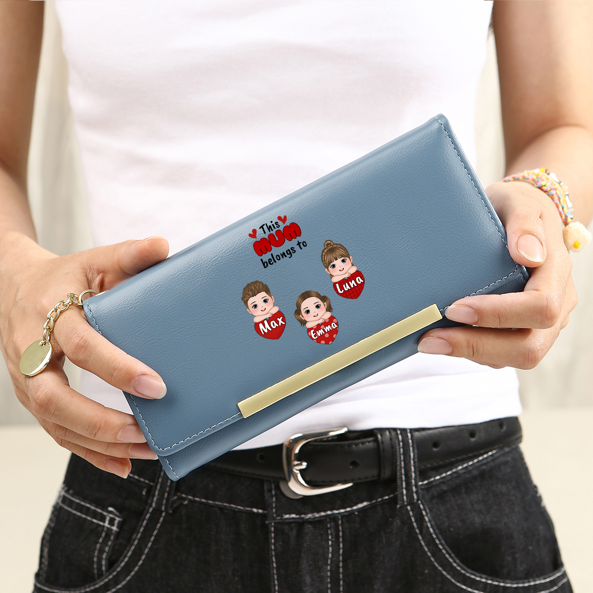 To my Mum/Nan - Personalised Women Wallet Custom With 1-10 Names Gift for Mum or Grandma in Pink, Blue or Yellow | Jessemade