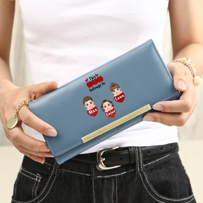 To my Mum/Nan - Personalised Women Wallet Custom With 1-10 Names Gift for Mum or Grandma in Pink, Blue or Yellow | Jessemade