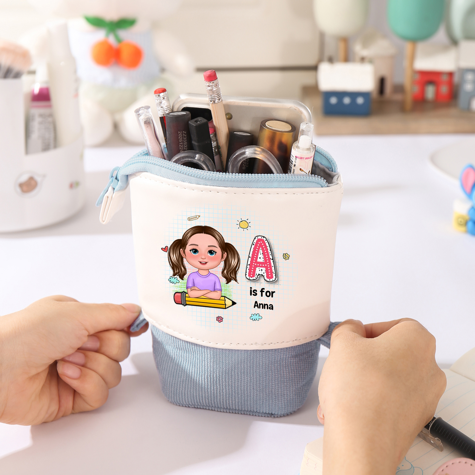 [Copy]Personalised  Name Pencil Case Rainbow Pen Bag Zipper Back to School Gifts for Student