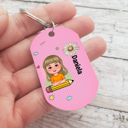 Custom Keyring with Name & Character abd Birth Flower – Personalised Back to school Gift for Kids | Jessemade