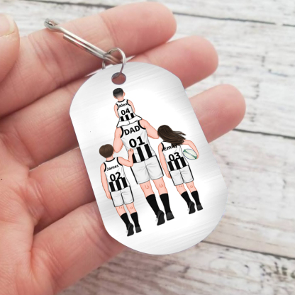 Personalised Australian Rules Football Family Keyring Custom 2–4 Names Fist Bump Keychain Fathers Day Gift for Dad/Grandpa-Jessemade AU