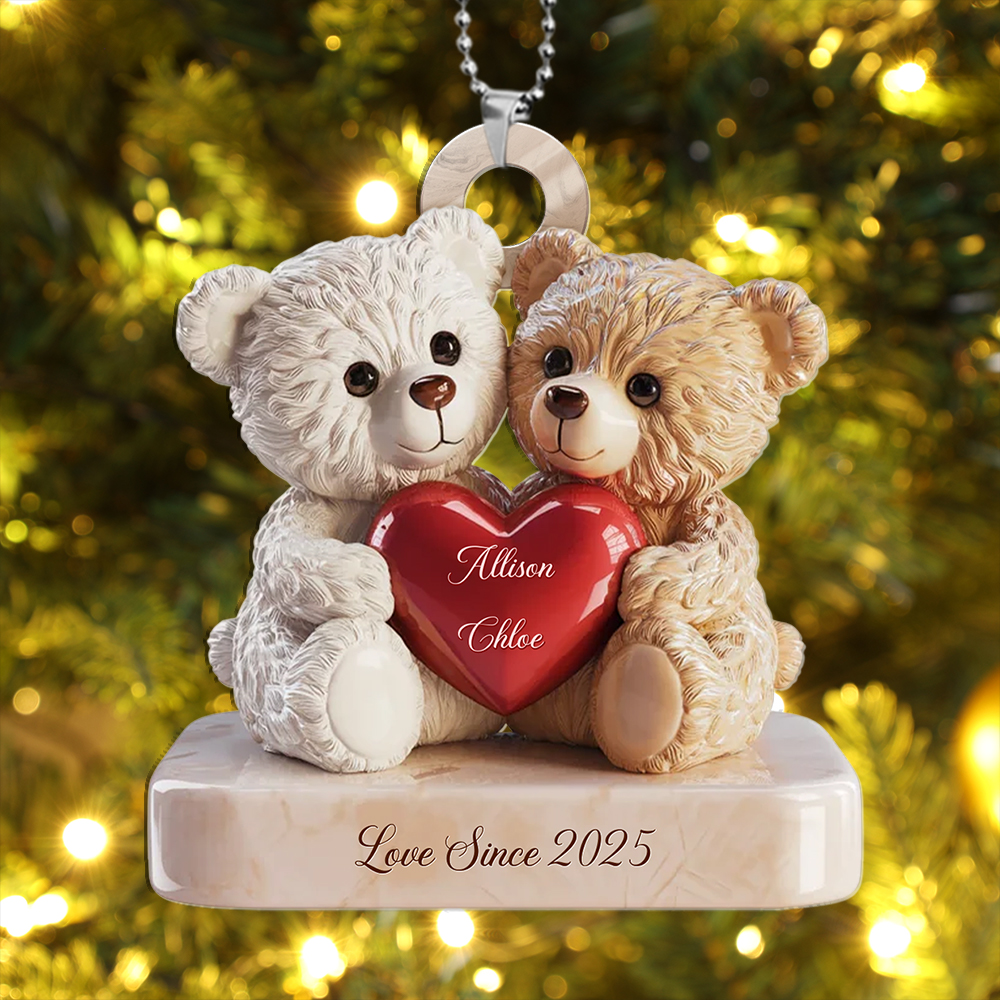 Customisable Heart-Shaped Teddy Bear Christmas Tree Decoration