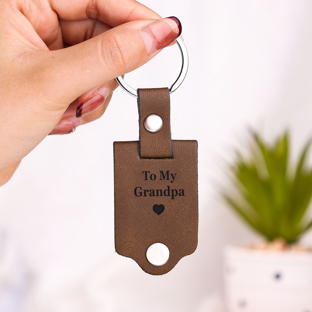 To Poppy/Grandpa Leather Keyring Personalised Photo & Text Keychain - Drive Safe, I Need You Here With Me-Jessemade AU