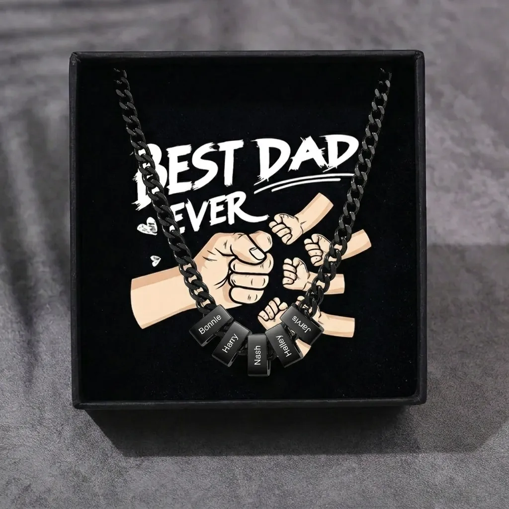 Personalised Cuban Link Chain Necklace for Men with 1 to 6 Names