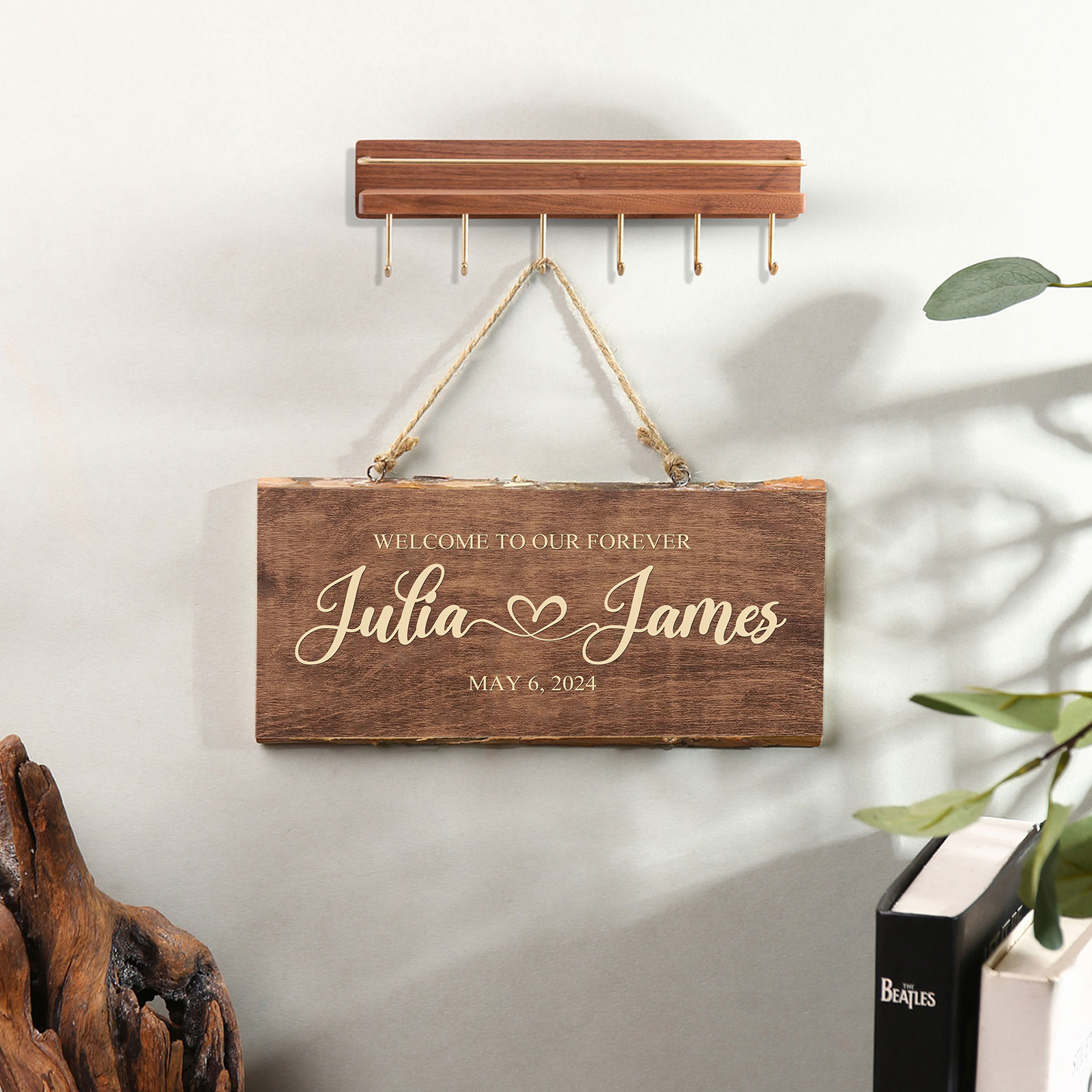 Personalised Text Rectangle Hanging Ornament Custom 2 Names Wooden Sign Home Decor Gifts for Couple - Welcome To Our Forever-Jessemade AU