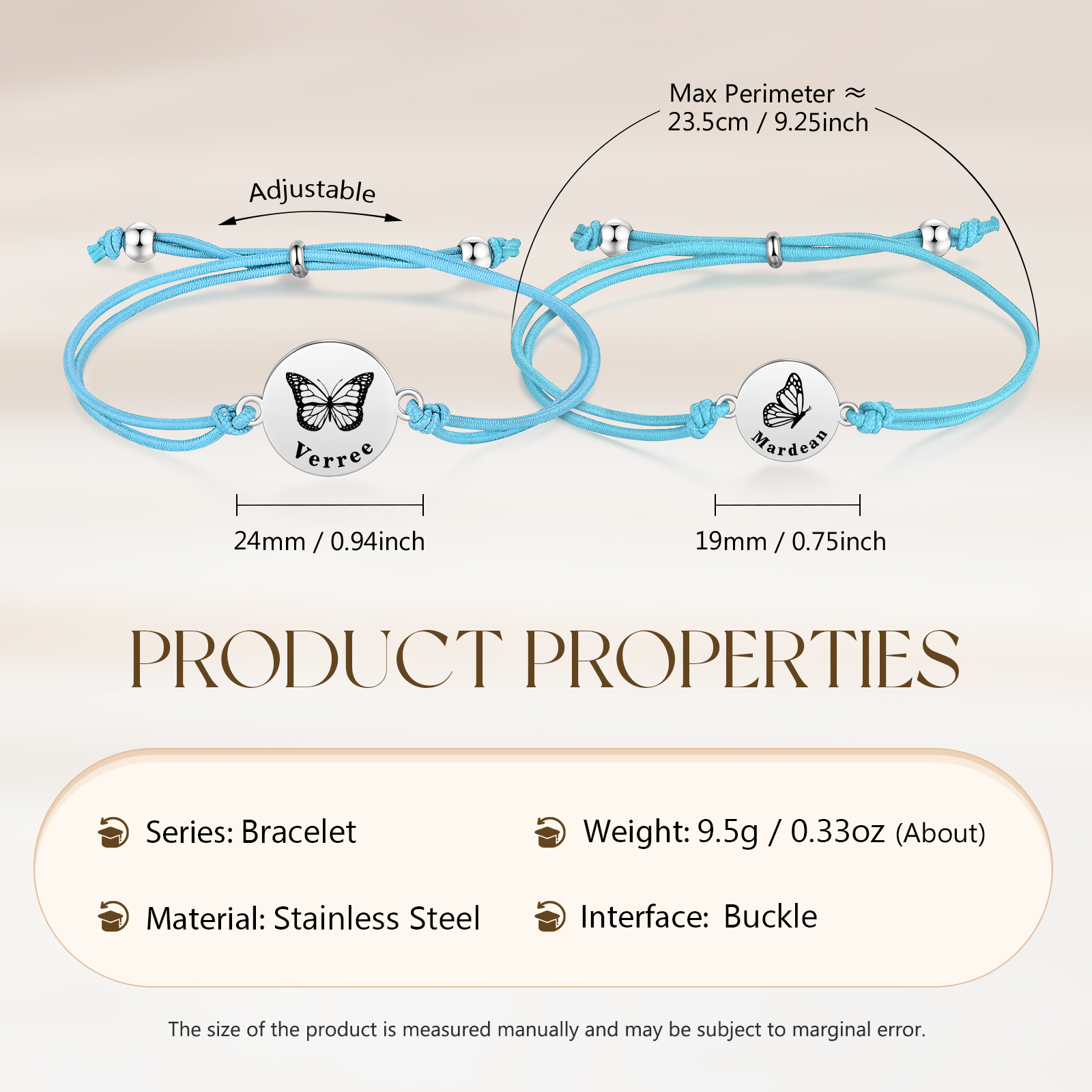 2 Pcs Bracelet Set Custom Names Butterfly Bracelets Back To School Gift for Daughter Granddaughter-Jessemade AU