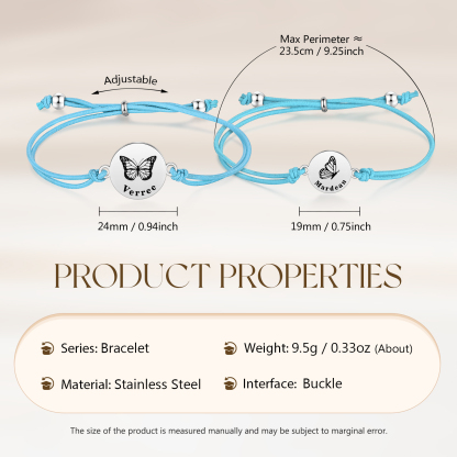 2 Pcs Bracelet Set Custom Names Butterfly Bracelets Back To School Gift for Daughter Granddaughter-Jessemade AU