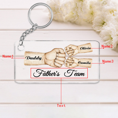 3 Names - Personalised Text & Name Acrylic Keychain Fist Bump Fathers Day Gifts for Dad/Grandpa-Jessemade AU