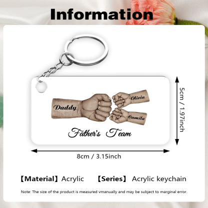 3 Names - Personalised Text & Name Acrylic Keychain Fist Bump Fathers Day Gifts for Dad/Grandpa-Jessemade AU