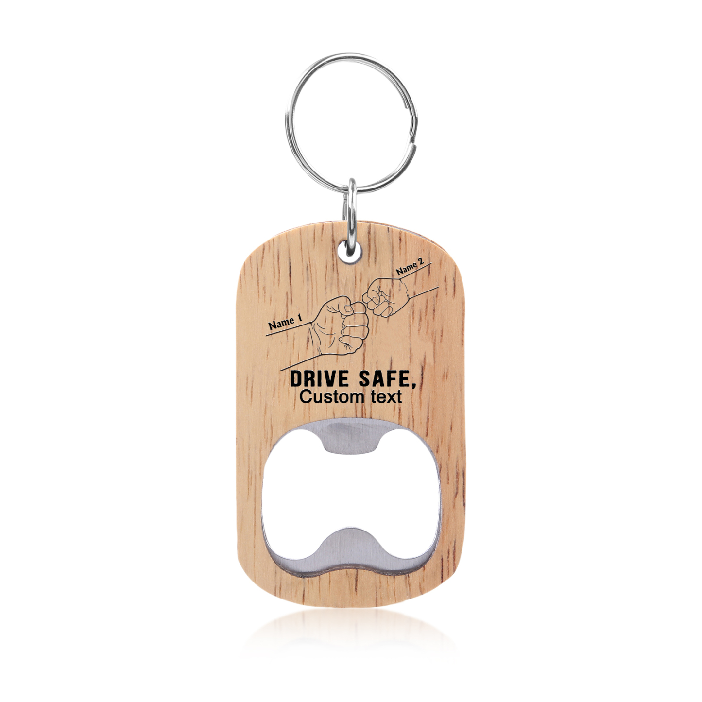 Drive Safe - Personalised 1 Text & 2 Names Bottle Opener Keychain Fist Bump Keychain Fathers Day Gifts for Dad/Grandpa-Jessemade AU
