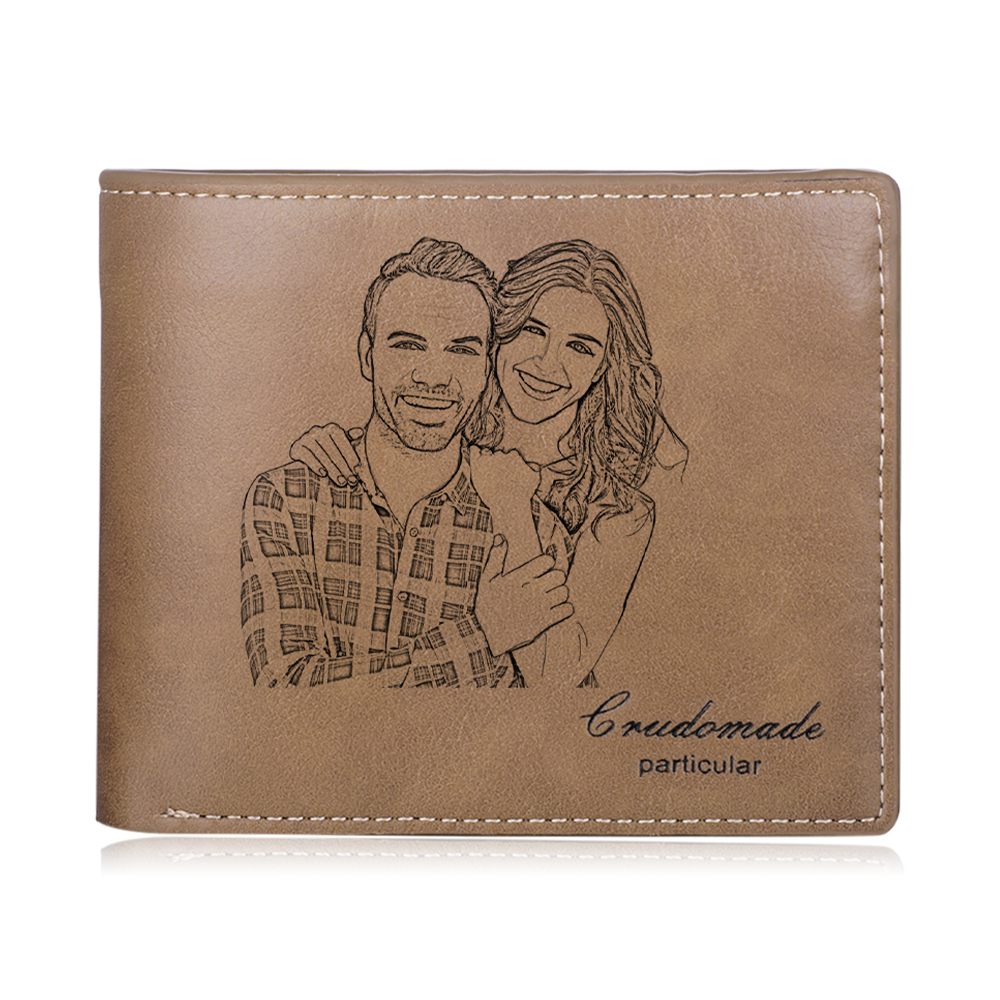 Personalised Men's Wallet Custom Photo & Text Brown Billfold Wallet Gift for Grandpa