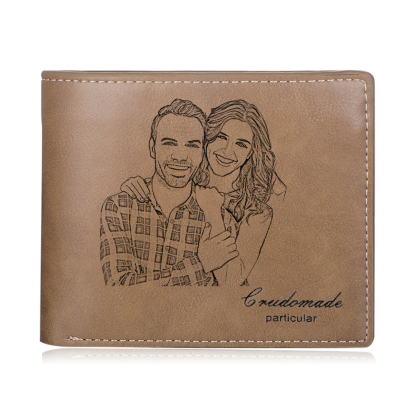 Personalised Men's Wallet Custom Photo & Text Brown Billfold Wallet Gift for Grandpa