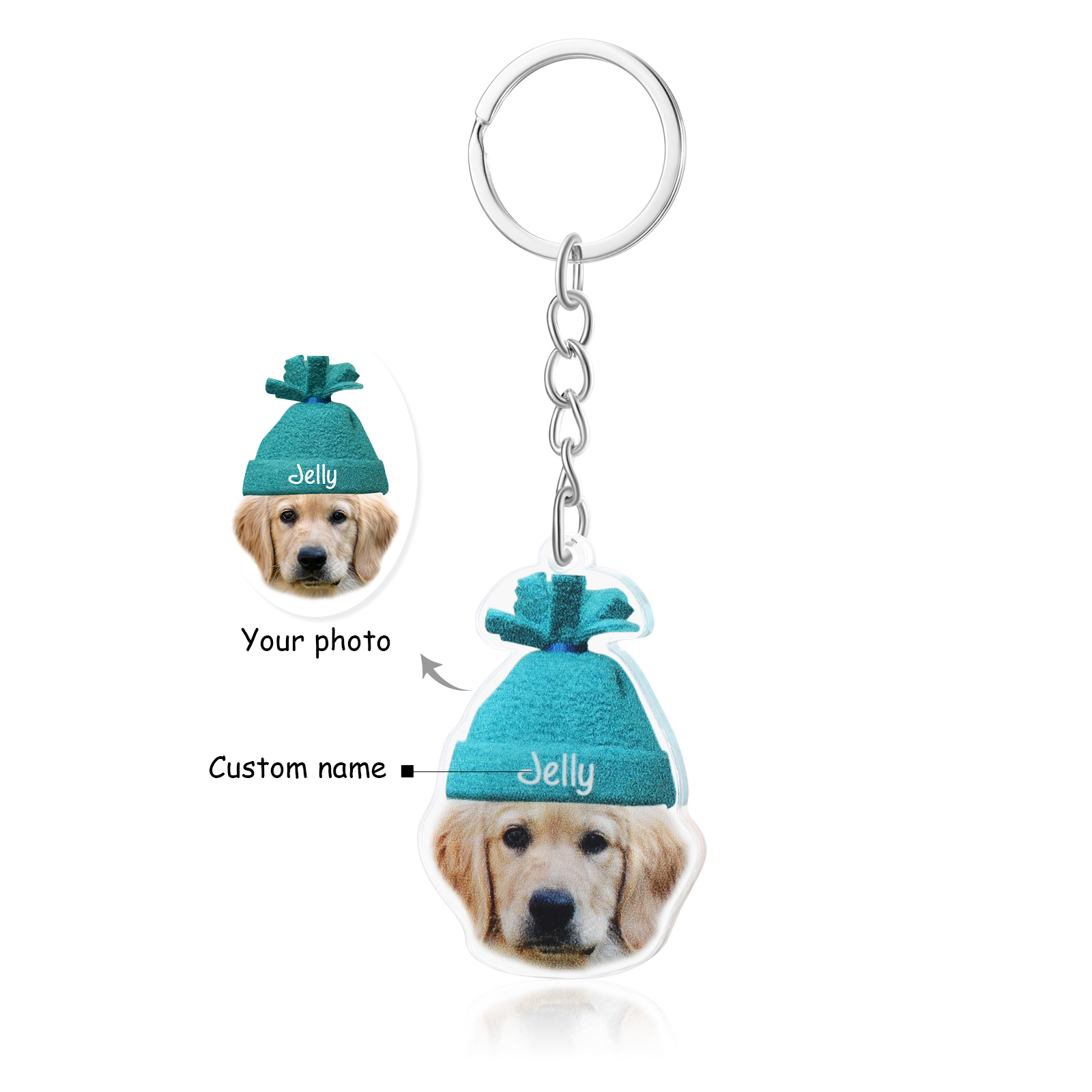 Acrylic Christmas Keyring Custom Photo & Name Hanging Ornaments Personalised Keychain for Family Friends | Jessemade-Jessemade AU