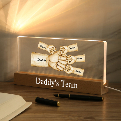 5 Names -  Personalised Name & Text Acrylic Night Light Custom Fist Bump LED Lamp Fathers Day Gifts-Jessemade AU