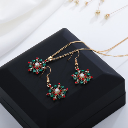 Christmas Snowflake Dangle Earrings Necklace Set Festive Holiday Gift for Women-Jessemade AU